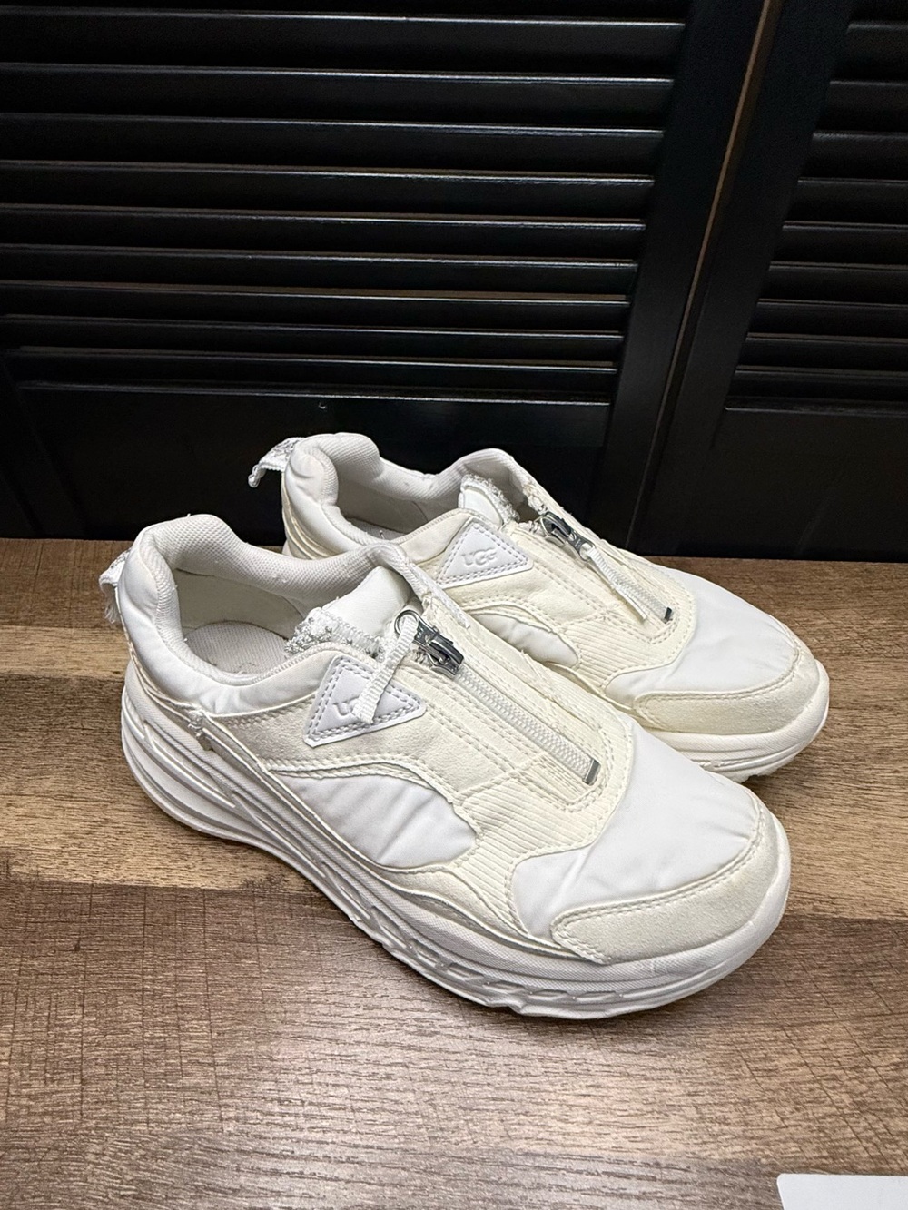 UGG Cream Zip-Front Platform Sneakers